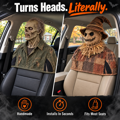 💀Motion-Activated Creepy Car Passenger Prop – Rotating Head Halloween Prank Decoration