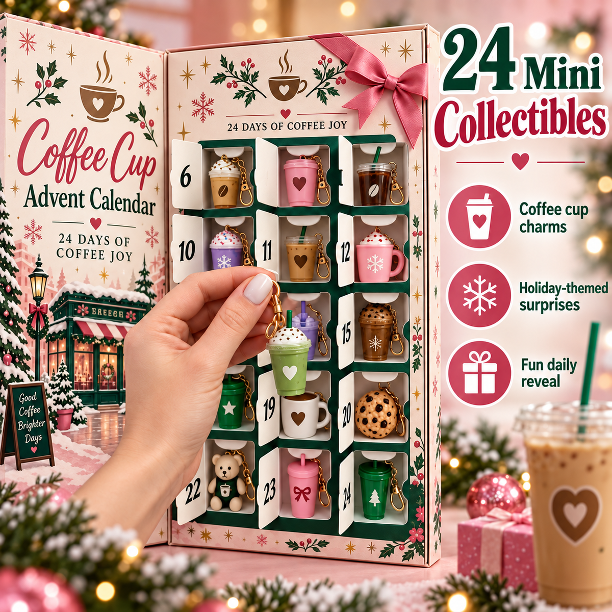 24-Day Coffee Lover Advent Calendar – Mini Café Charm Christmas Countdown Gift Set