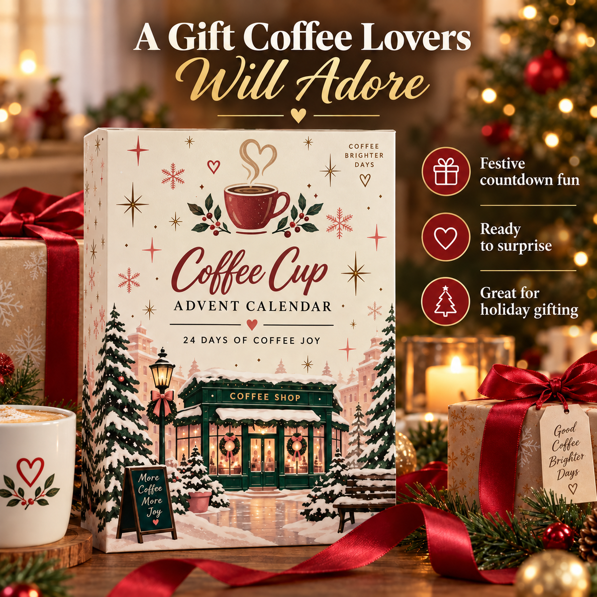 24-Day Coffee Lover Advent Calendar – Mini Café Charm Christmas Countdown Gift Set