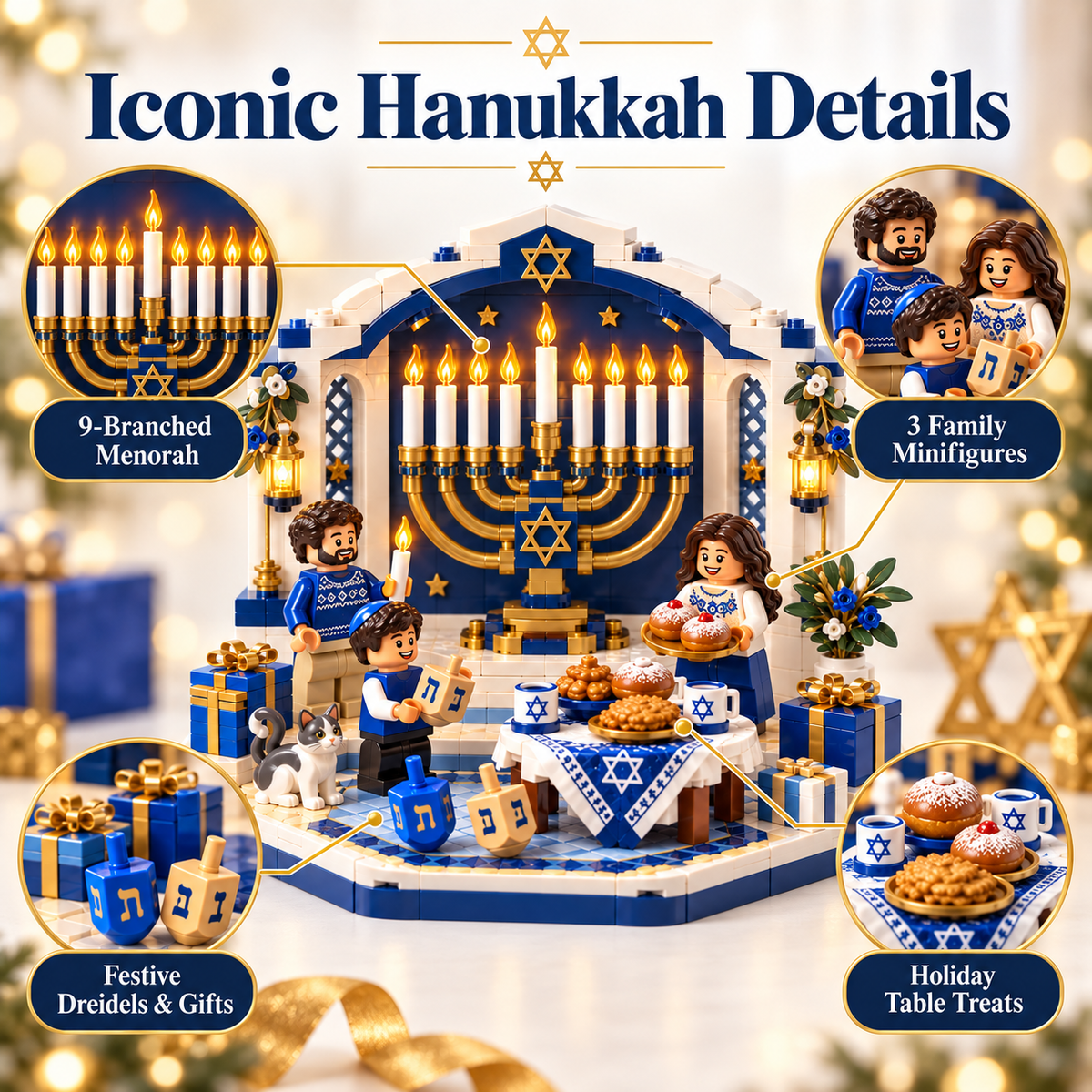 🕎✨ Last Day 50% OFF 🔥 Hanukkah Family Light Building Block Display Set