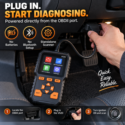 V520 OBD2 Scanner Car Diagnostic Tool, Code Reader with Live Data Stream, Battery Voltage Test & I/M Readiness for All OBDII Vehicles