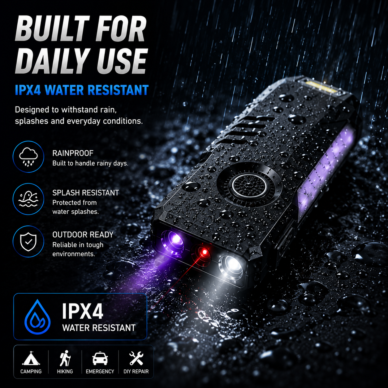 Magnetic Keychain Flashlight 400LM RGB UV Laser Rechargeable EDC Pocket Light