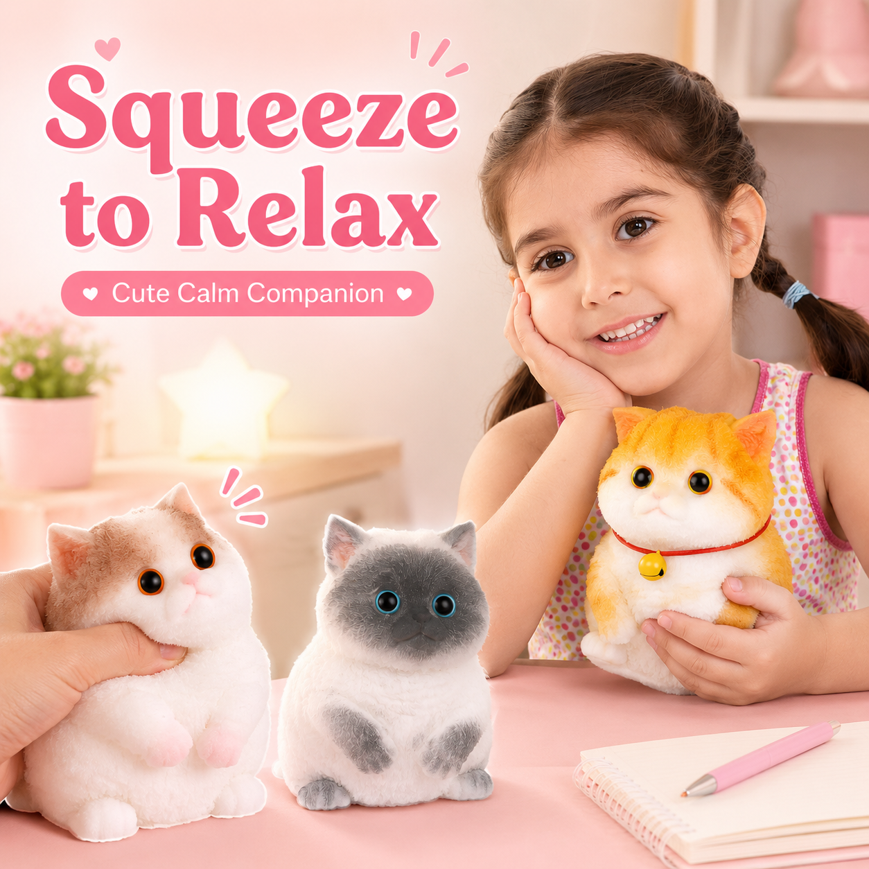Cute Squishy Cat Toy – Stress Relief Sensory Squeeze Toy | DIY Kawaii Gift