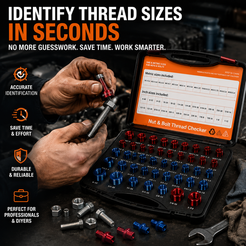 44PCS Nut & Bolt Thread Checker Set – SAE & Metric Gauge Tool Kit for Fast Bolt Identification