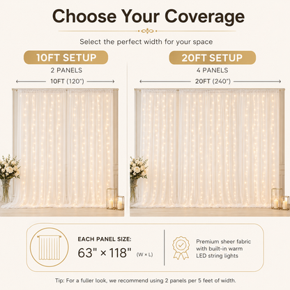 ❤️Dreamy Tulle Curtain Lights Set.