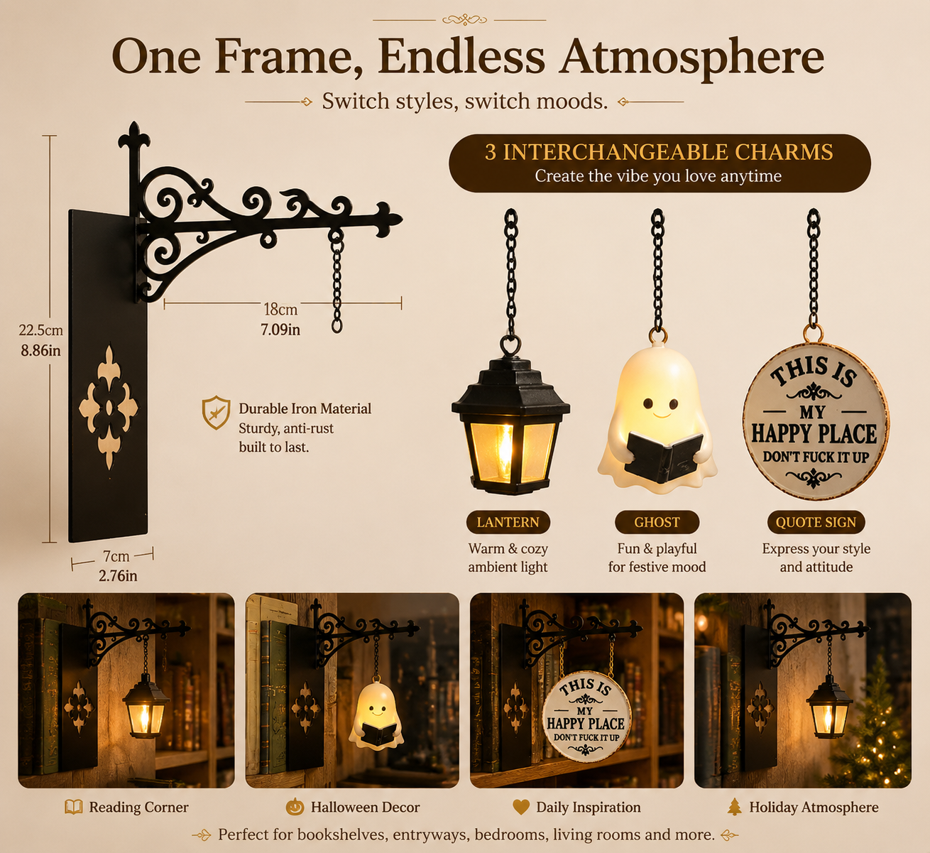 ✨ Mini Hanging Lantern Book Nook Light – Cozy Ambient Shelf Decor for Reading & Bedroom Atmosphere