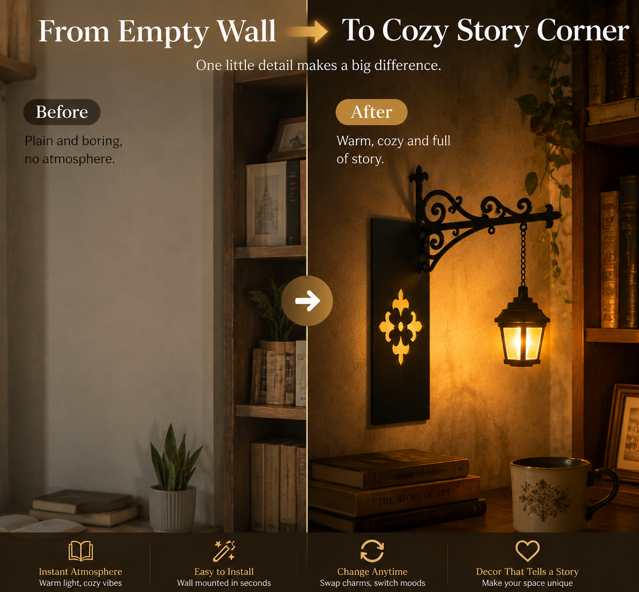 ✨ Mini Hanging Lantern Book Nook Light – Cozy Ambient Shelf Decor for Reading & Bedroom Atmosphere