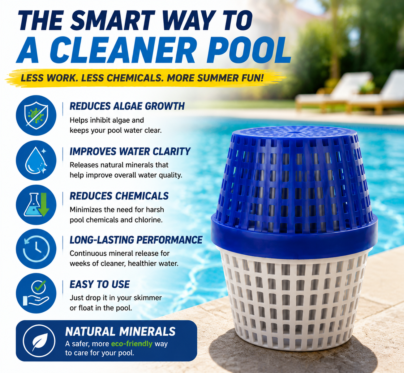 🏊‍♂️ Crystal Clear Pool Water Mineral Cleaner – Anti-Algae Pool Treatment Stick