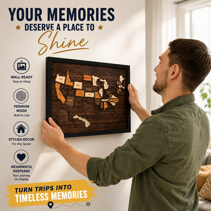 Wooden USA Travel Map Puzzle | Track Your Adventures Across America.