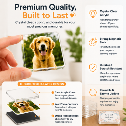 📸 DIY Photo Fridge Magnets Kit – Create Personalized Memory Keepsakes