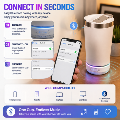 🔊 LED Bluetooth Speaker Tumbler – Smart Cup With Music & RGB Light