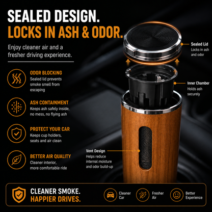 Portable Smokeless Pocket Ash Container-Premium One-Hand Car Ashtray
