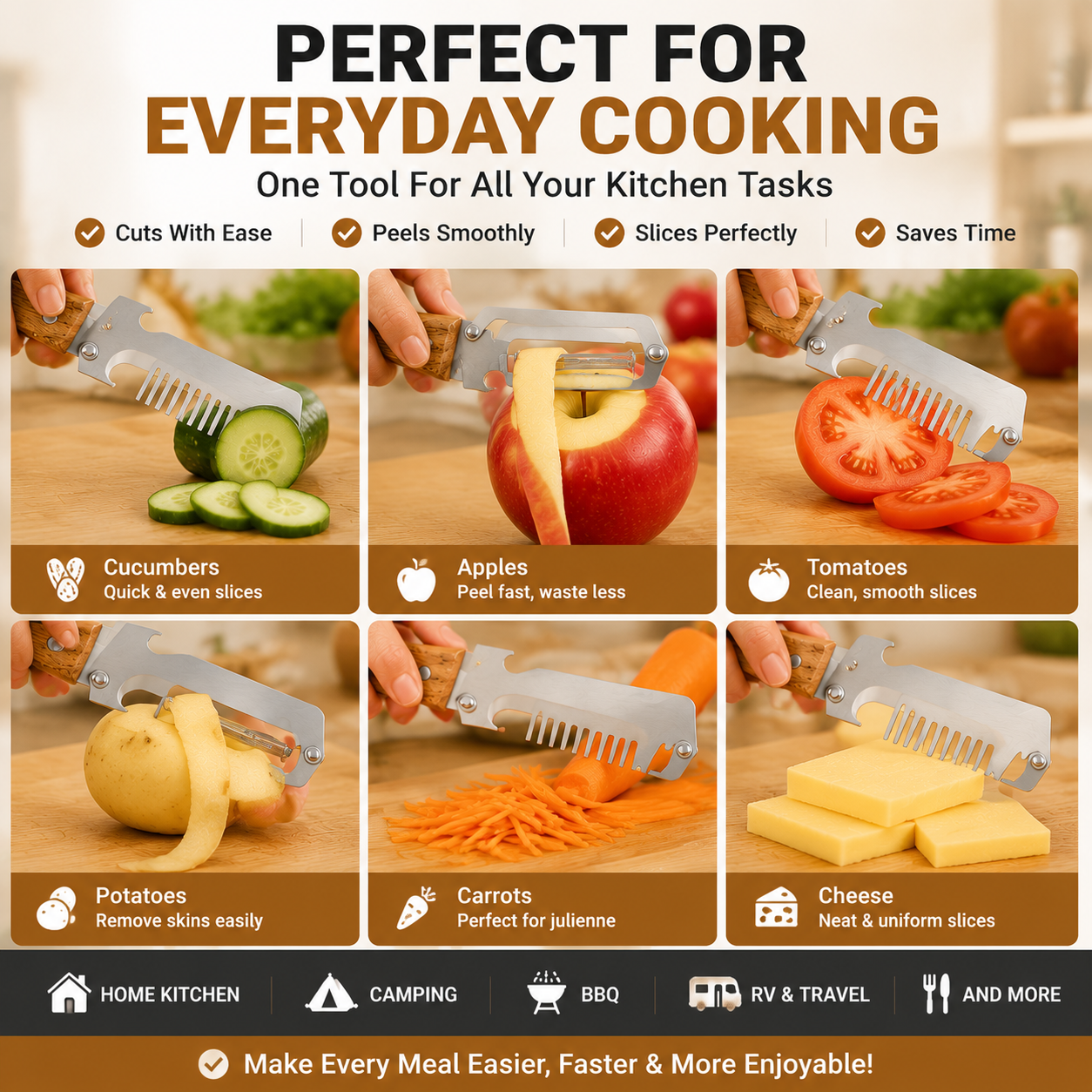 🔥LAST DAY 50% OFF -✨ 2-Piece Kitchen Knife Set – Premium Peeler Knife & Comb Slicing Knife with Wooden Handle.