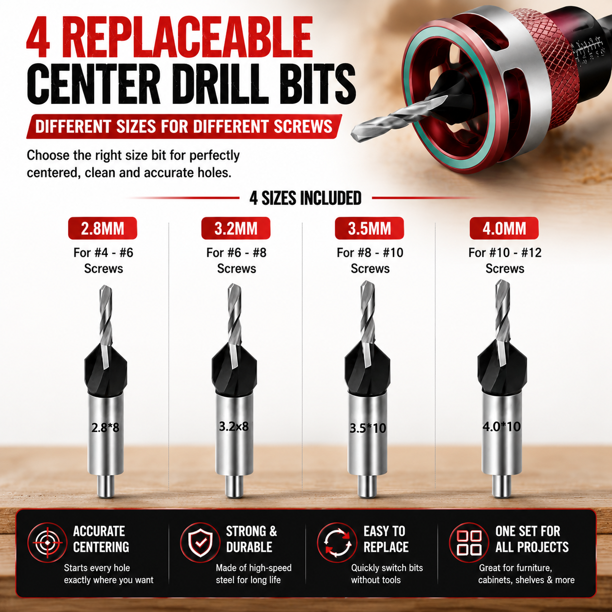 🔩 Adjustable Countersink Drill Bit Set | Professional Woodworking Screw Finishing Tool⚡