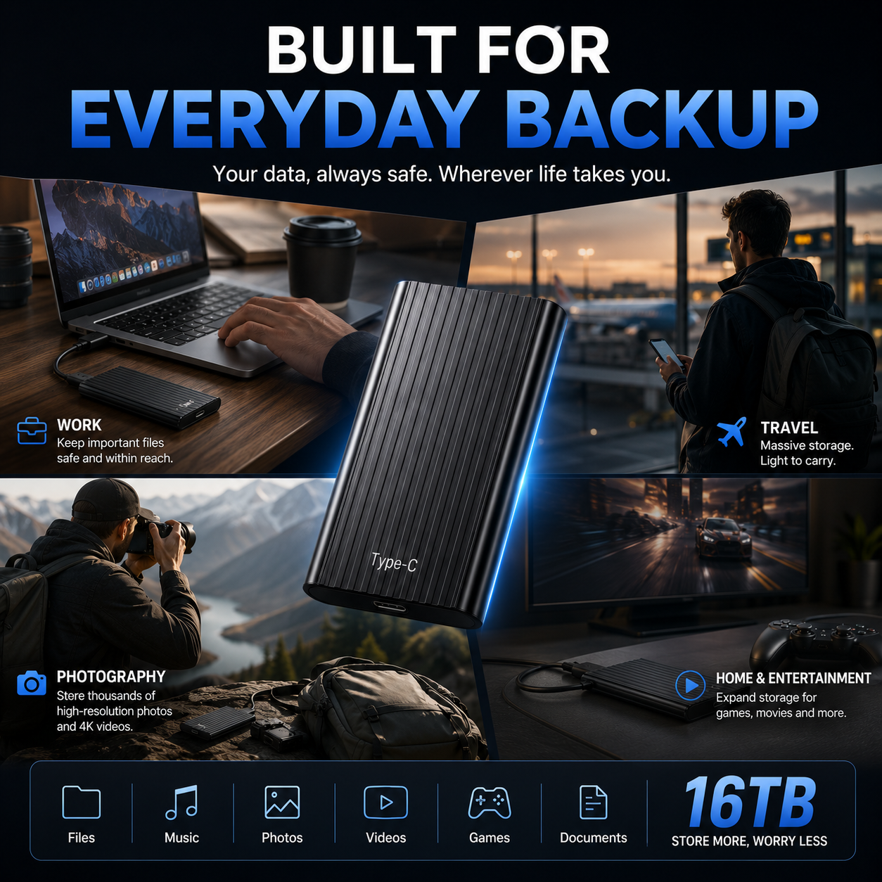 🏆16TB Large-Capacity Portable Mini SSD