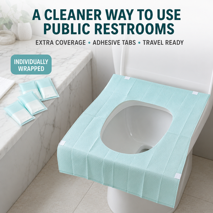 🚽 Disposable Adhesive Toilet Seat Covers – Extra Coverage for Travel & Public Restrooms
