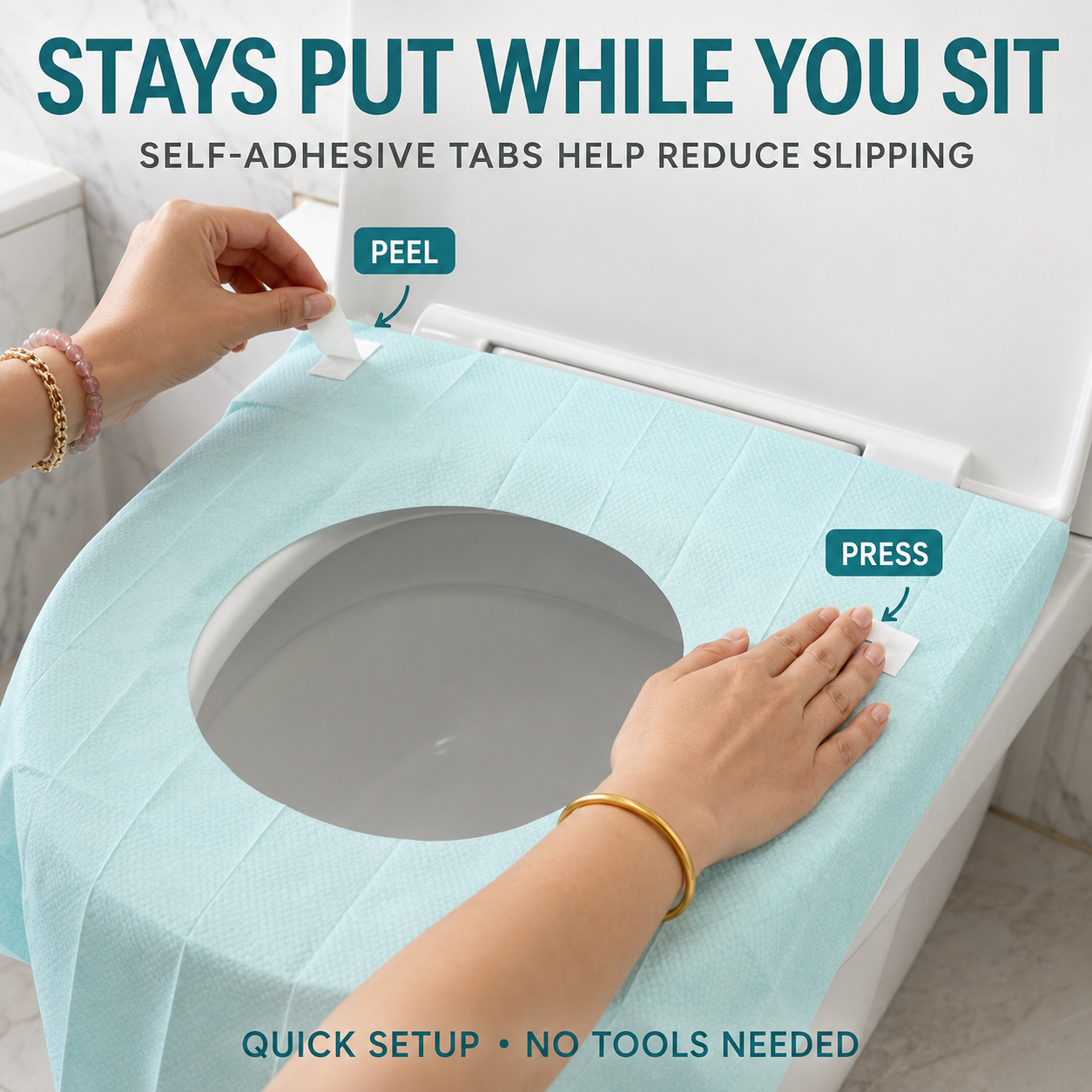 🚽 Disposable Adhesive Toilet Seat Covers – Extra Coverage for Travel & Public Restrooms