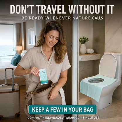 🚽 Disposable Adhesive Toilet Seat Covers – Extra Coverage for Travel & Public Restrooms