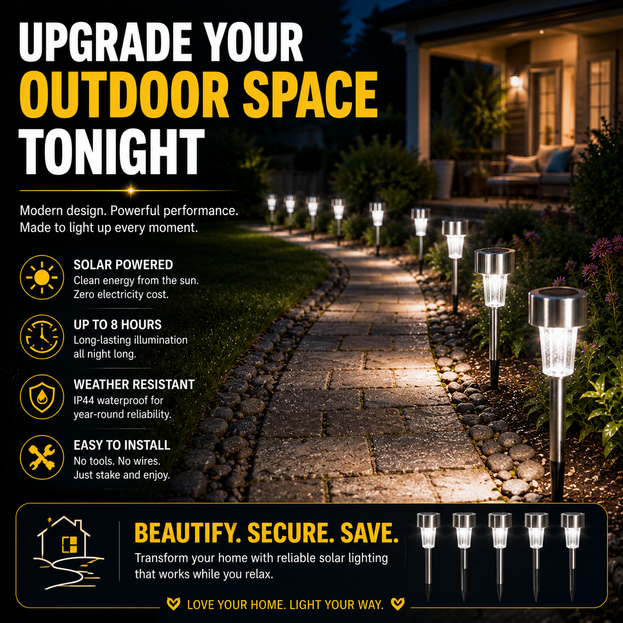 Solar Lights Outdoor Waterproof, LED Solar Garden Lights
