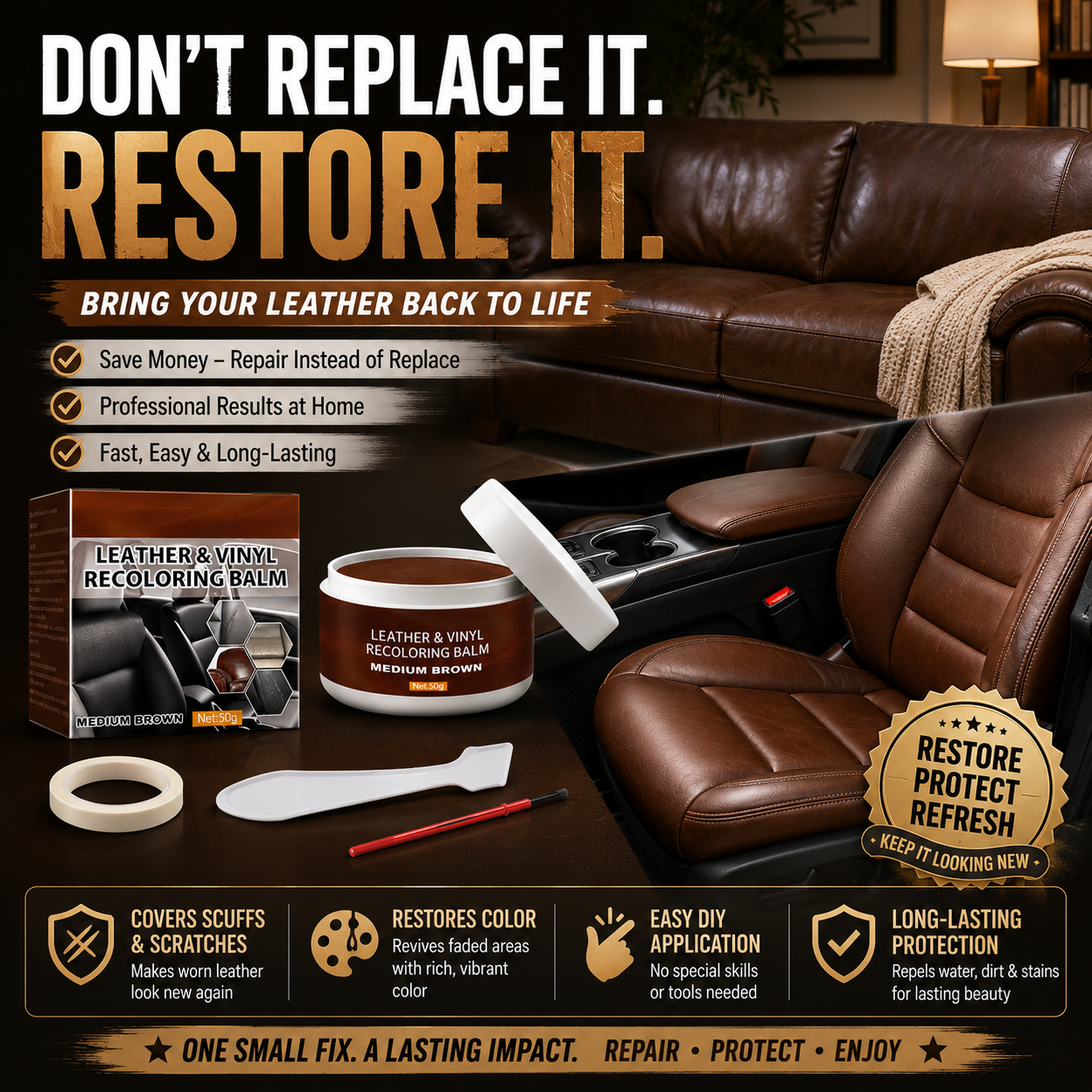 💞 Leather Repair Paste – Fills scratches & scuffs, restores texture