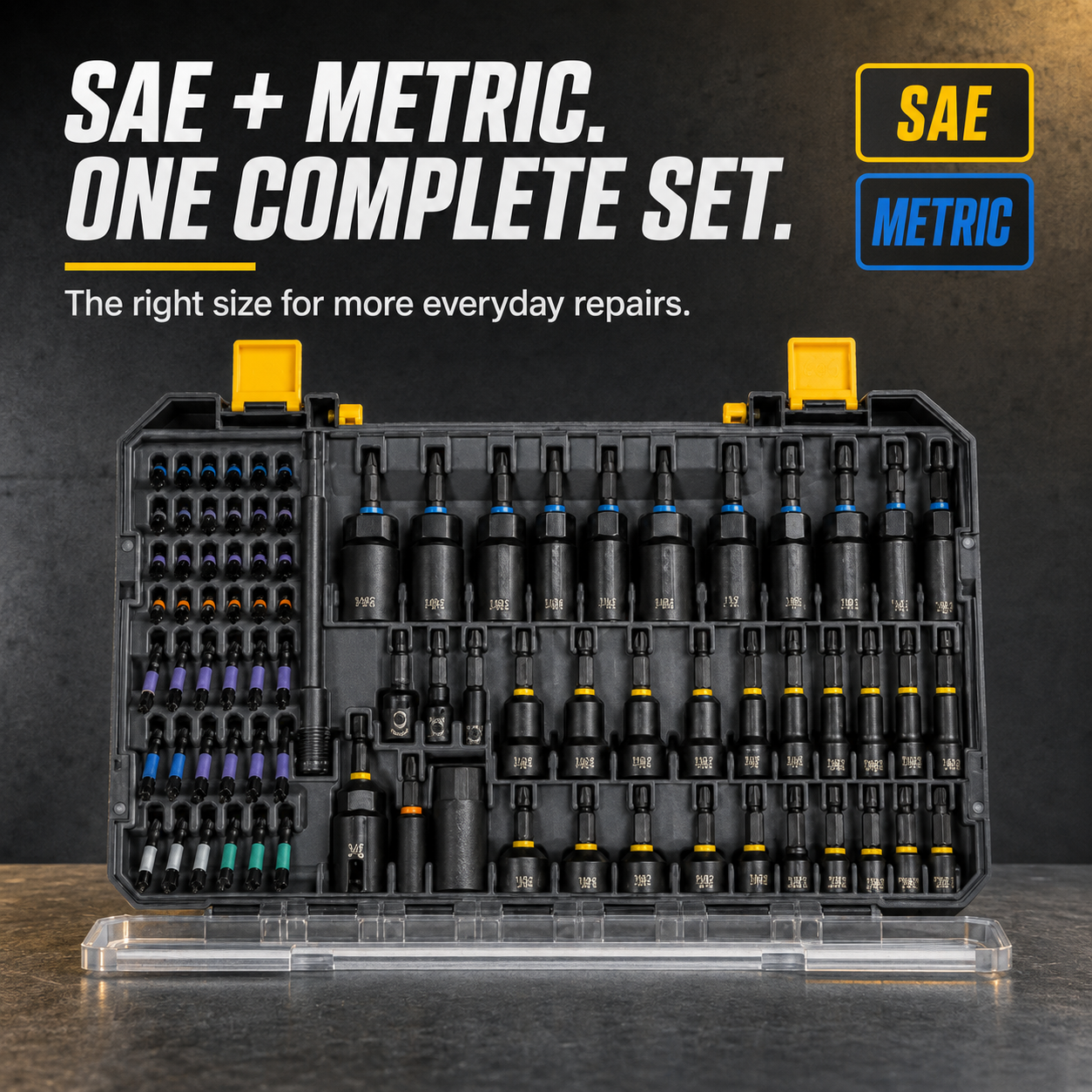 🧰 80-Piece Magnetic Nut Driver Set – SAE & Metric Impact Socket Kit