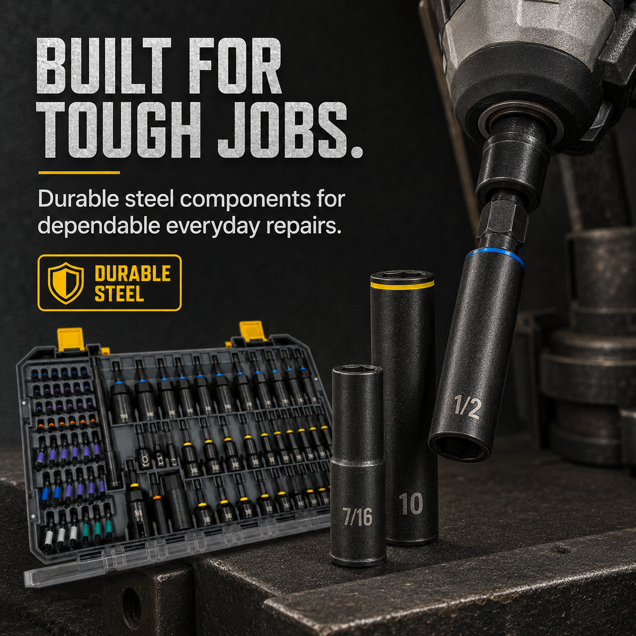 🧰 80-Piece Magnetic Nut Driver Set – SAE & Metric Impact Socket Kit