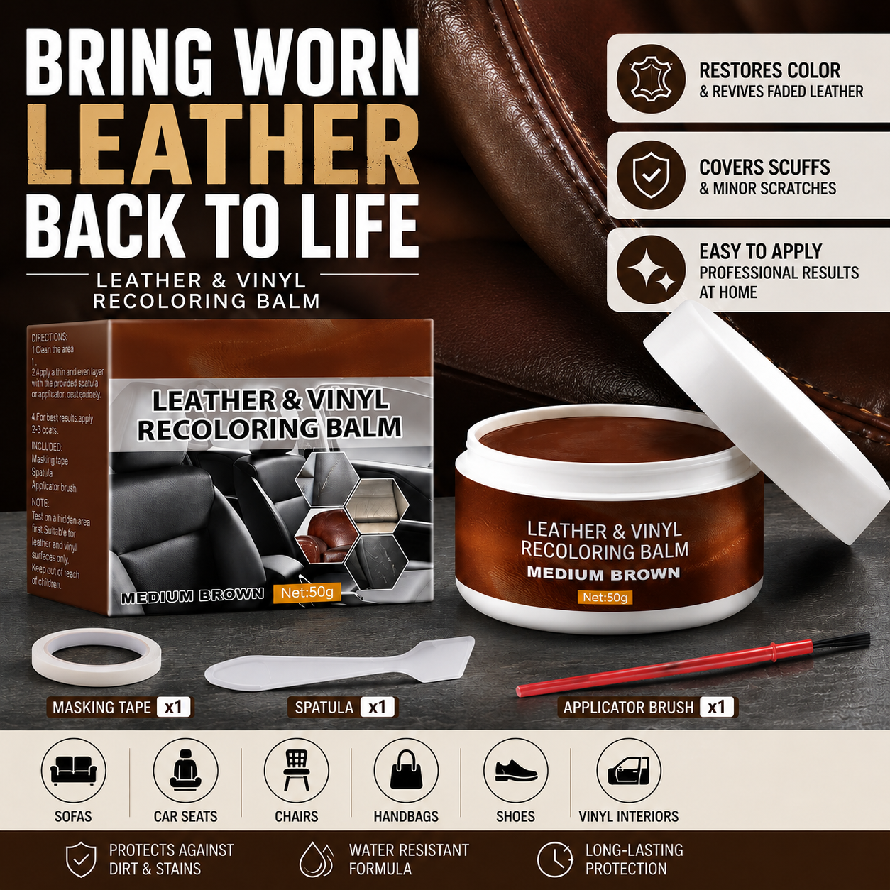 💞 Leather Repair Paste – Fills scratches & scuffs, restores texture