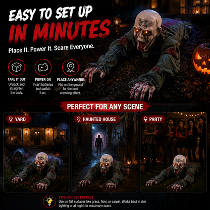 👻 Creepy Crawling Ghost With Glowing Eyes – The Ultimate Halloween Yard Decoration