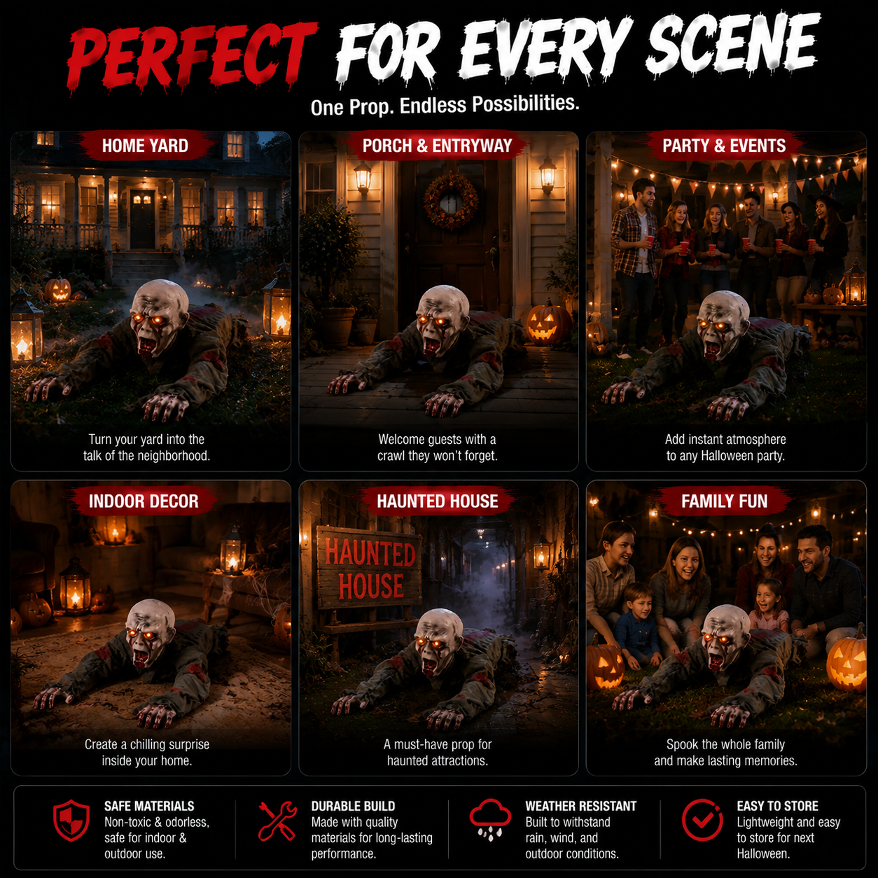 🎃 Creepy Crawling Ghost With Glowing Eyes – The Ultimate Halloween Yard Decoration
