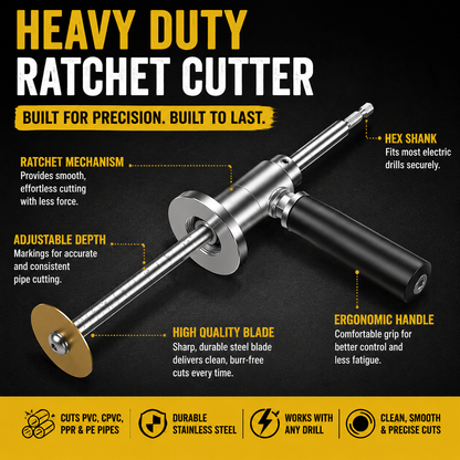 🔧 PVC Pipe Cutter Ratchet Tool – Heavy Duty Quick Cut Plumbing Tool for PVC, PPR & PE Pipes