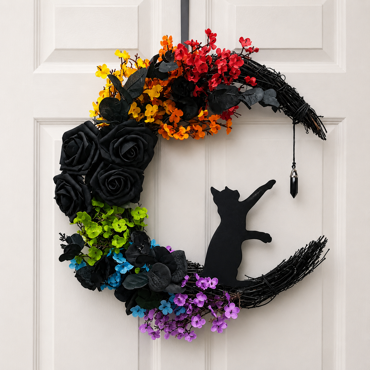 ✨Last Day 50% OFF - Handmade Halloween Cat Wreath🐈‍⬛🌙