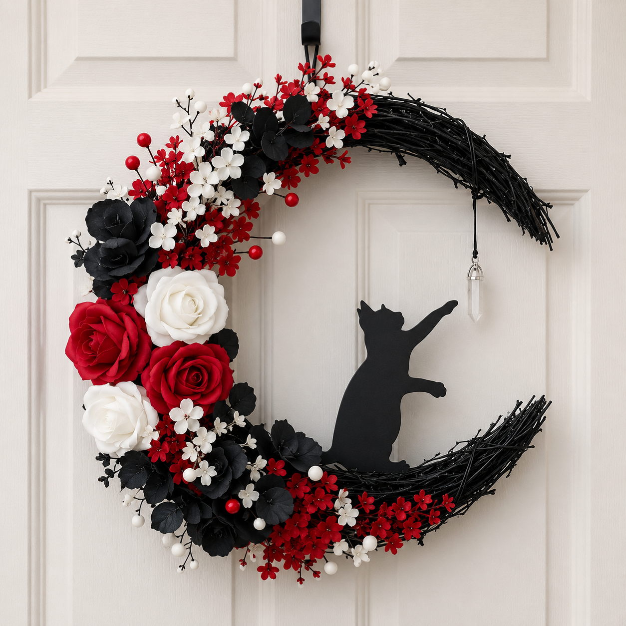 ✨Last Day 50% OFF - Handmade Halloween Cat Wreath🐈‍⬛🌙