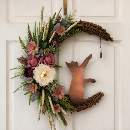 ✨Last Day 50% OFF - Handmade Halloween Cat Wreath🐈‍⬛🌙