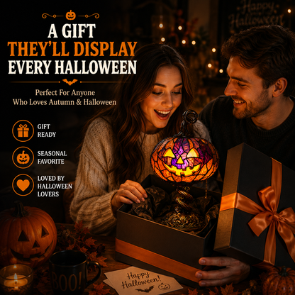🎃🎃 Halloween Pumpkin Glow Lamp – Vintage Stained-Glass-Style Table Light