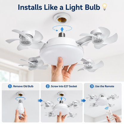 🔥 E27 Screw-In Ceiling Fan Light – 19.69" LED Cooling Fan with Remote for Hot Rooms