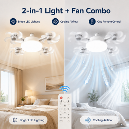 🔥 E27 Screw-In Ceiling Fan Light – 19.69" LED Cooling Fan with Remote for Hot Rooms