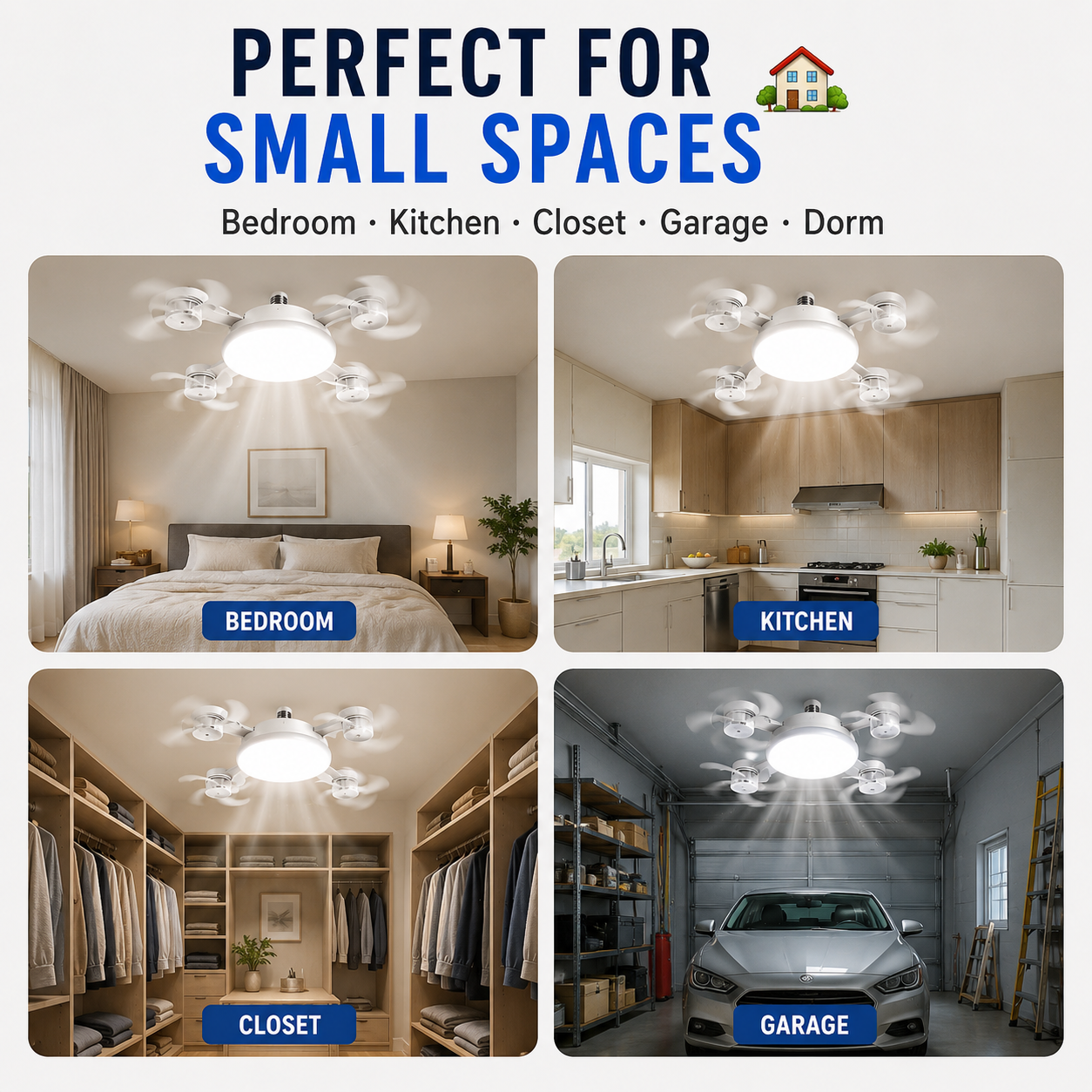 🔥 E27 Screw-In Ceiling Fan Light – 19.69" LED Cooling Fan with Remote for Hot Rooms