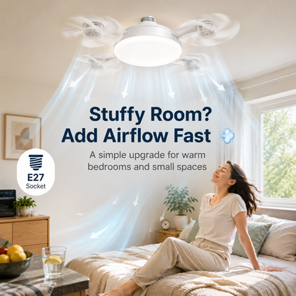 🔥 E27 Screw-In Ceiling Fan Light – 19.69" LED Cooling Fan with Remote for Hot Rooms