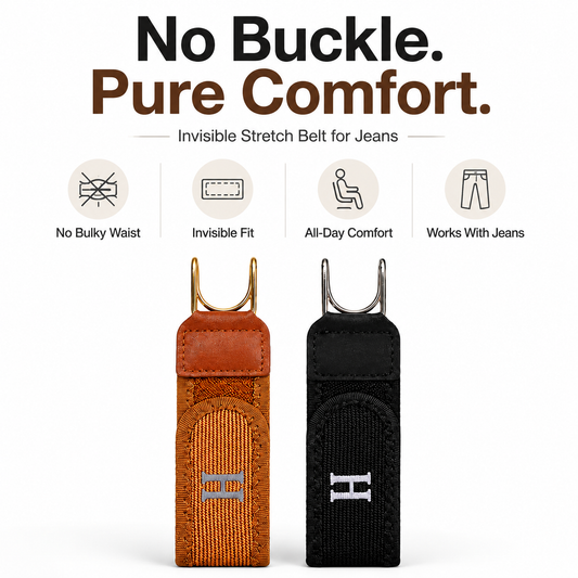 No Buckle Stretch Belt for Jeans with Low-Profile Hook