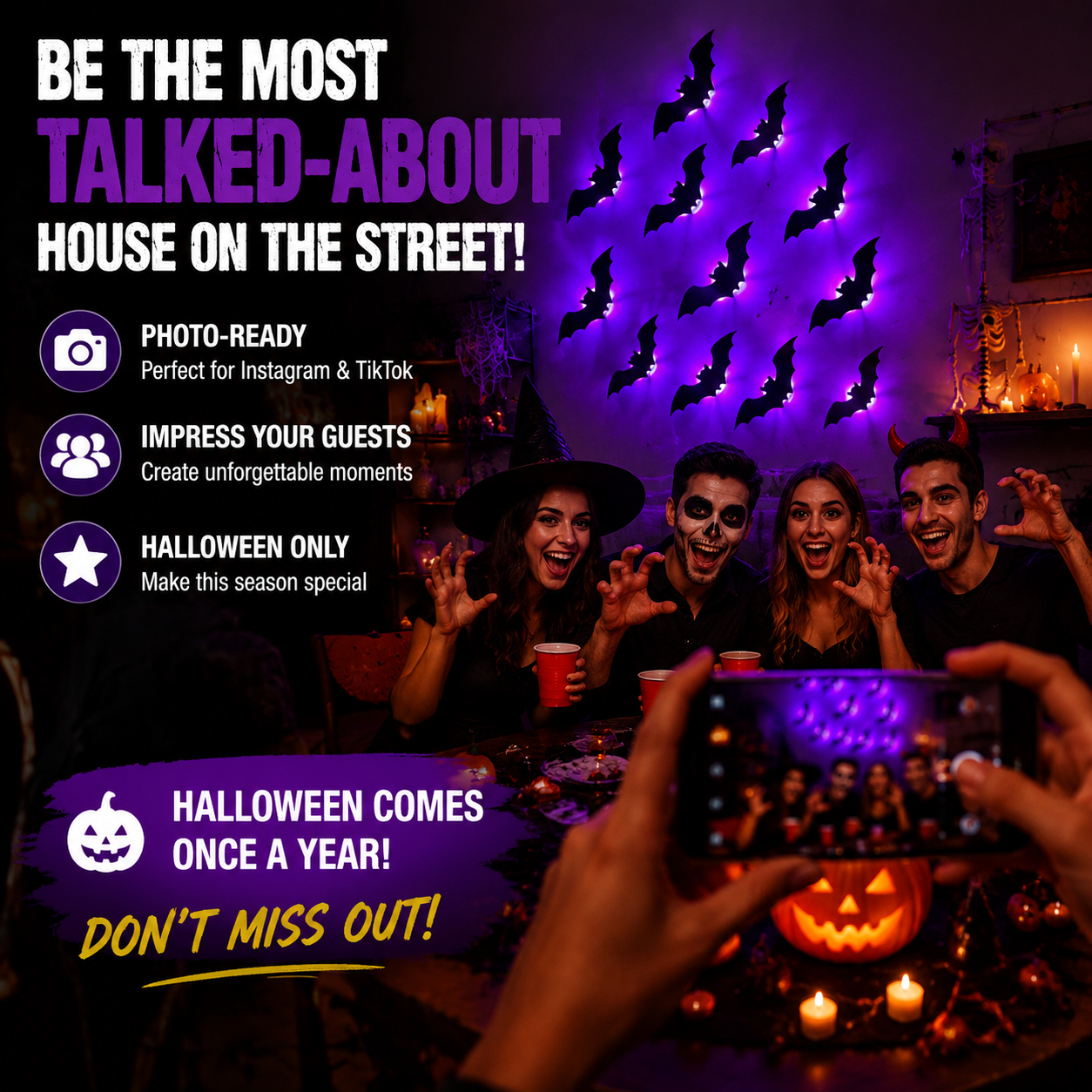 Light Up Your Walls with Halloween Bat Atmosphere Decor