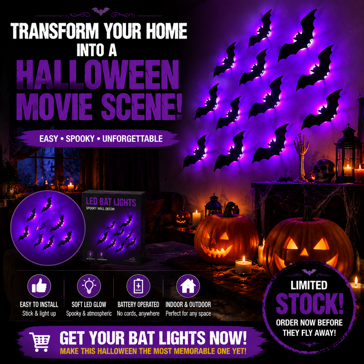 🦇 Viral Halloween Bat Wall Lights