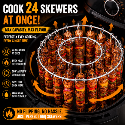 🍢 Cook 24 Skewers at Once – No Flipping, No Mess, No Effort