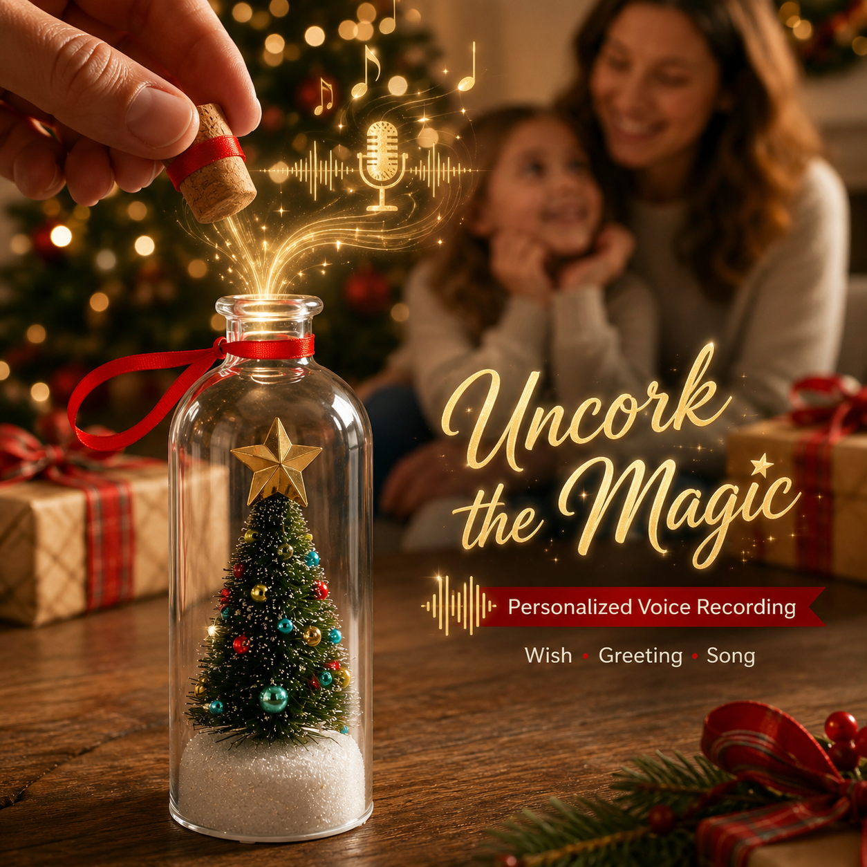 🎁Recordable Christmas Tree Message in a Bottle🎄✨