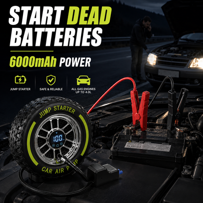 🚗Inflate • Jump Start • Light • Go-4-in-1 Portable Tire Inflator & Jump Starter