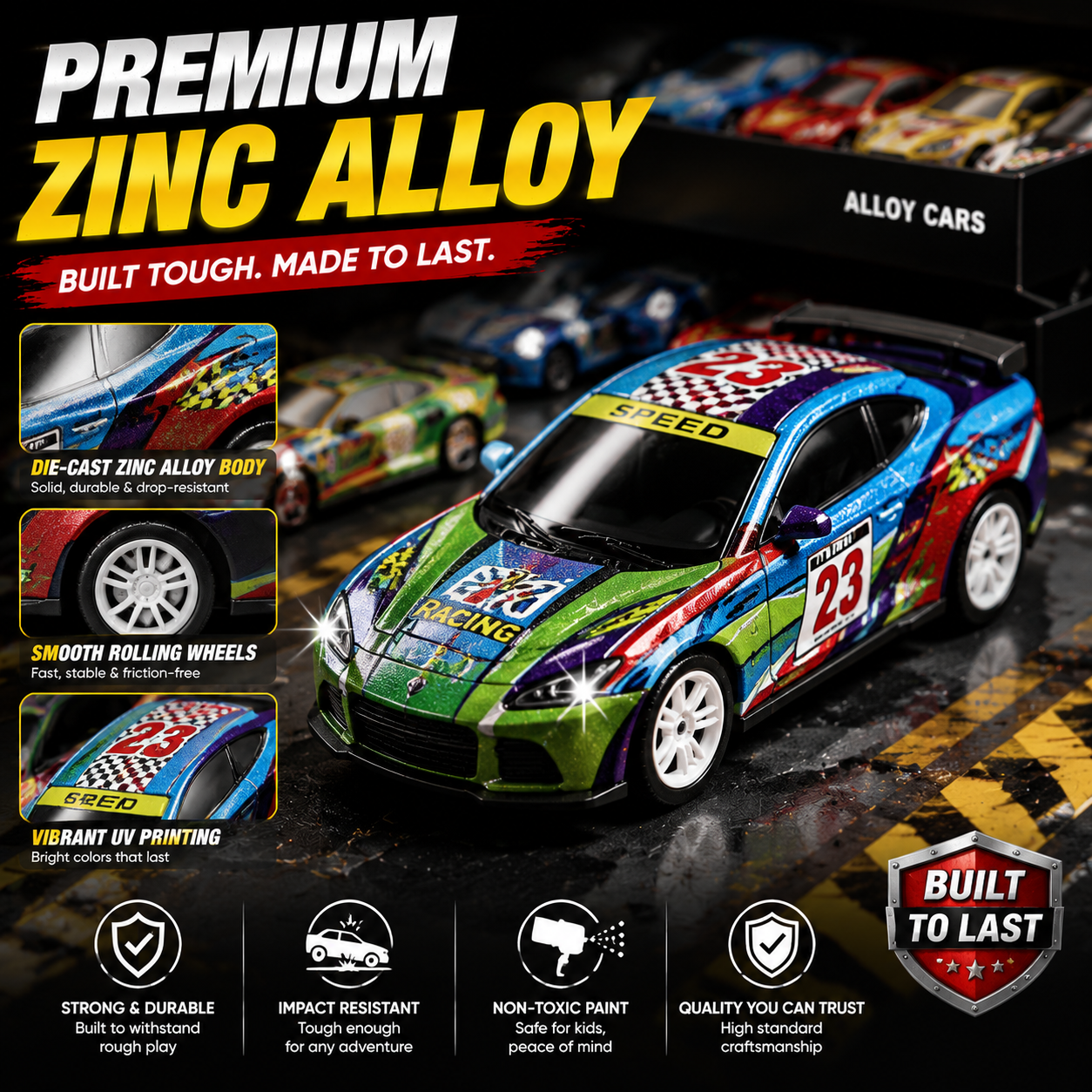 🚗 48PCS Pull-Back Alloy Racing Car Set | 4-Layer Garage Storage & Racing Track Play Mat 🎁