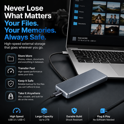 🔥 LAST DAY 50% OFF-Portable External SSD – Protect Your Photos, Videos & Important Files✨