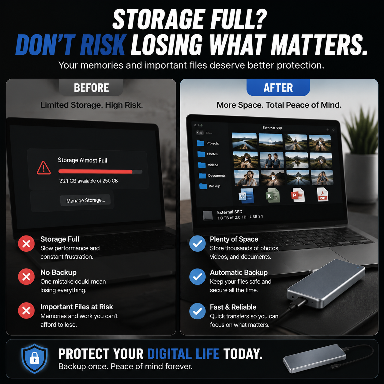 🔥 LAST DAY 49% OFF-Portable External SSD – Protect Your Photos, Videos & Important Files