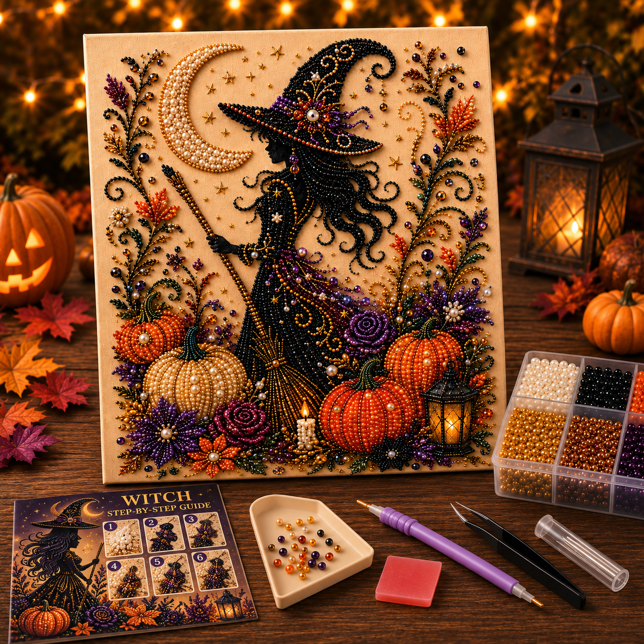 👻✨ Halloween Pearl Art DIY Kit – 3D Spooky Fall Craft & Home Decor🧙