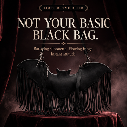 🦇 Bat Wing Fringe Shoulder Bag-Gothic Statement Purse✨