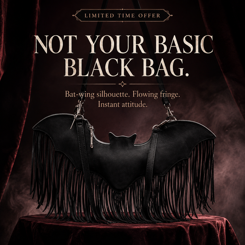 🦇 Bat Wing Fringe Shoulder Bag-Gothic Statement Purse✨